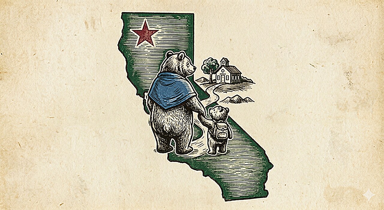 California bear and cub heading to school